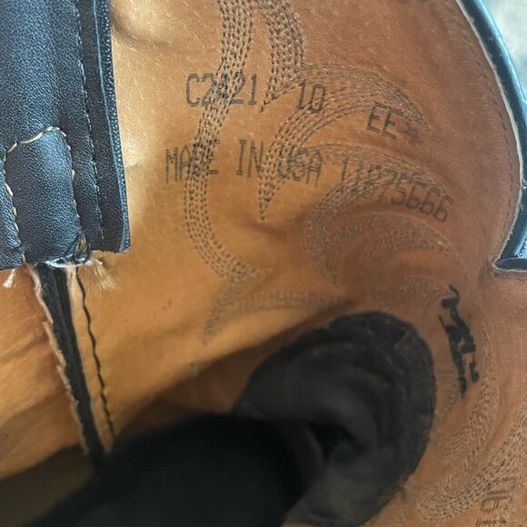 Tony Lama Men’s Black Leather Cowboy Western Boots Size 10 - Picture 4 of 10